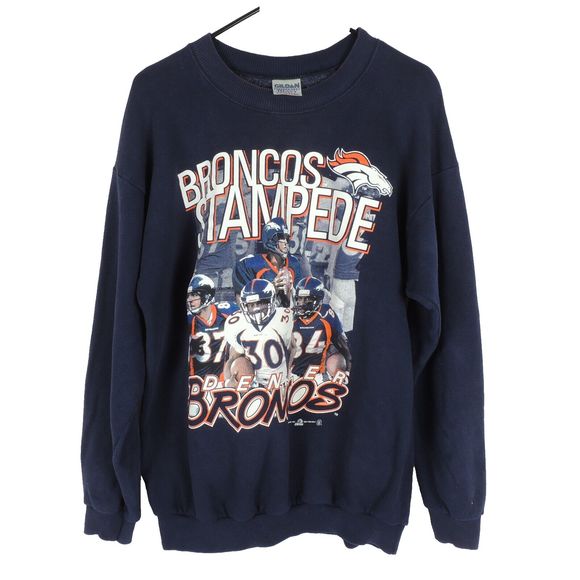 Vintage Denver Broncos Sweatshirt Unisex Adult Size Large Blue - Picture 1 of 5
